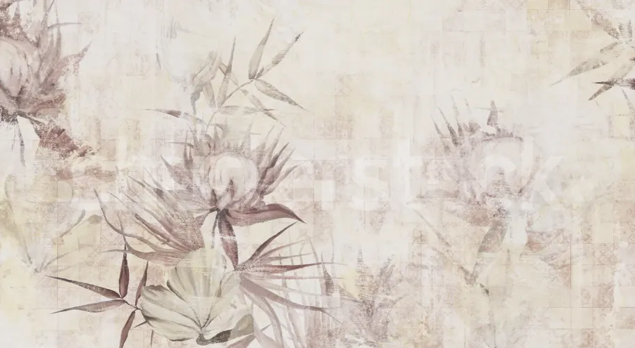 Motif floral délicat sur une surface usée et défraîchie