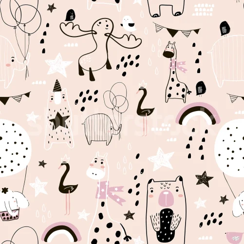 Playful Companions in a Pink Wonderland