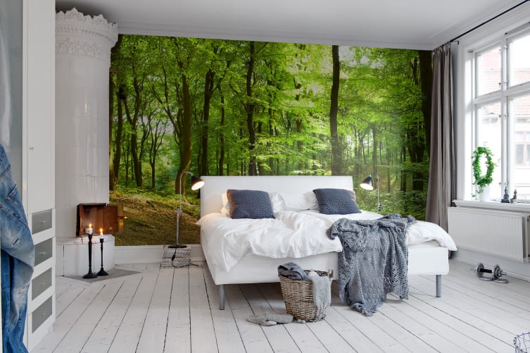 Wall mural with forest motif