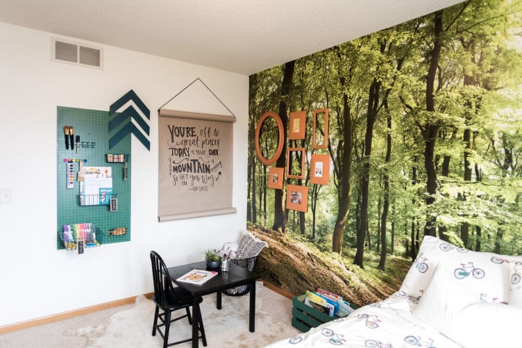 Wall mural with forest motif