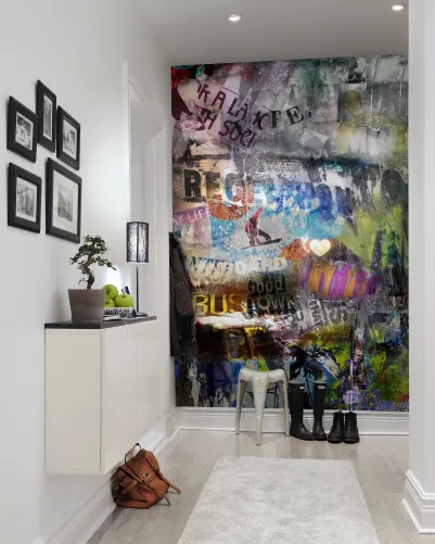 Realistic graffiti wall mural