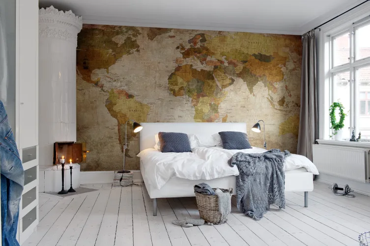 A classic and beautiful world map wall mural