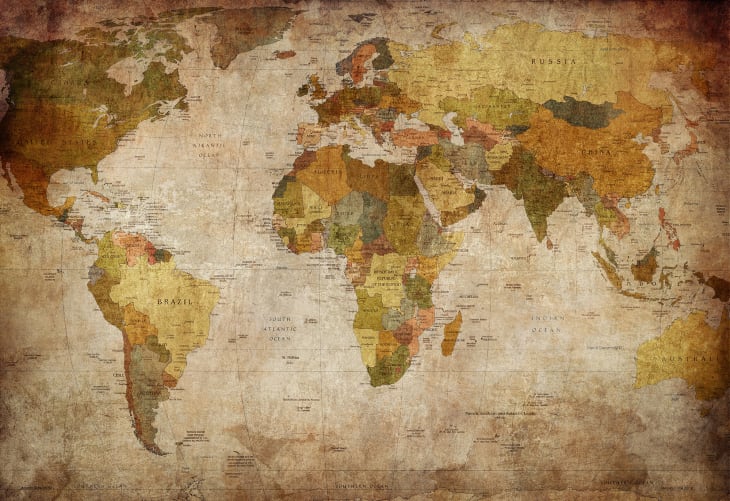 A classic and beautiful world map wall mural