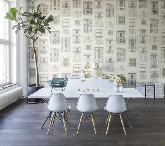Papier peint vintage avec des dessins de bâtiments