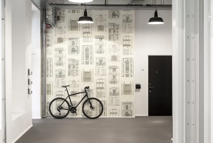 Papier peint vintage avec des dessins de bâtiments