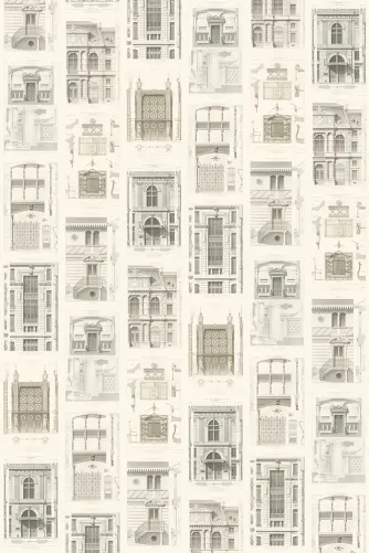 Papier peint vintage avec des dessins de bâtiments