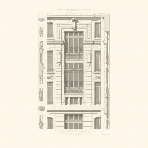 Vintage facade drawing wall mural
