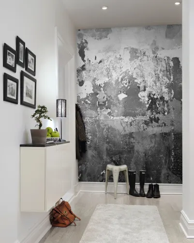 Charcoal worn wall mural
