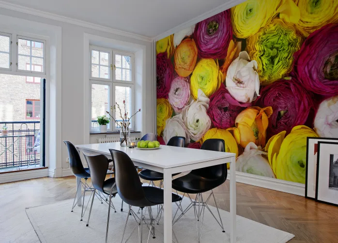 Bright colored flower wall mural