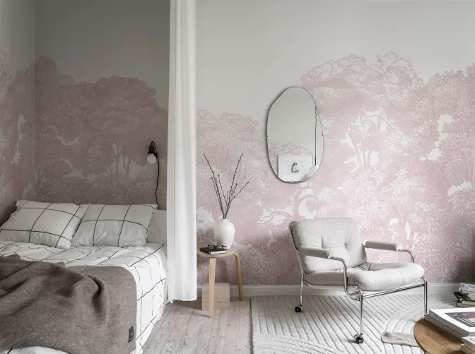 Pink wall mural for daydreamers