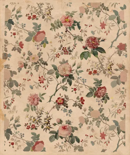 Romantic and vintage floral wallpaper