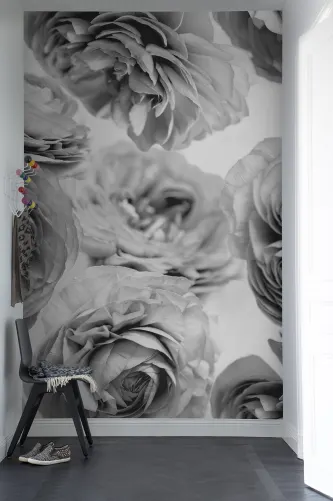 Rose wallpaper with no repeat in grayscale