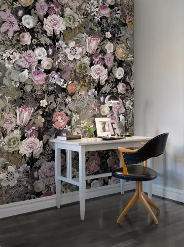 Wallpaper with flowers and black background