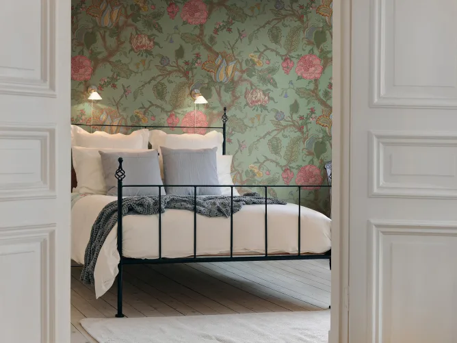 Wall mural that looks like old original vintage wallpaper