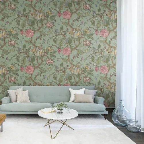 Wall mural that looks like old original vintage wallpaper