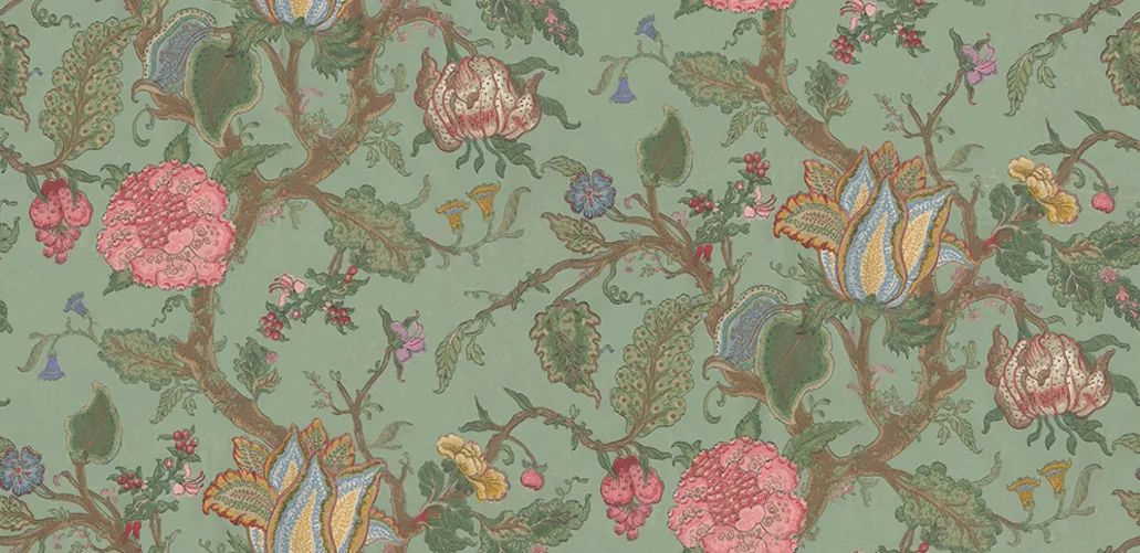 Wall mural that looks like old original vintage wallpaper