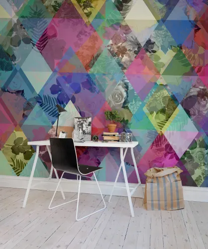 Papel de parede geométrico com padrão de arlequim