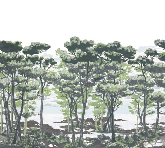 Décor mural avec une forêt peinte à la main