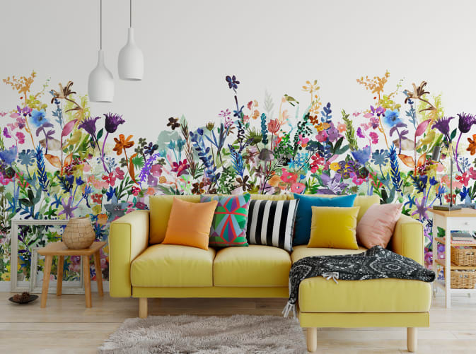 WATERCOLOR WILDFLOWER WALL MURAL