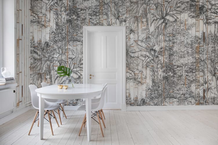 Des planches de bois avec un motif jungle vintage