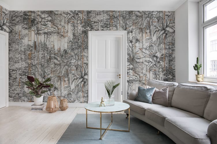 Des planches de bois avec un motif jungle vintage