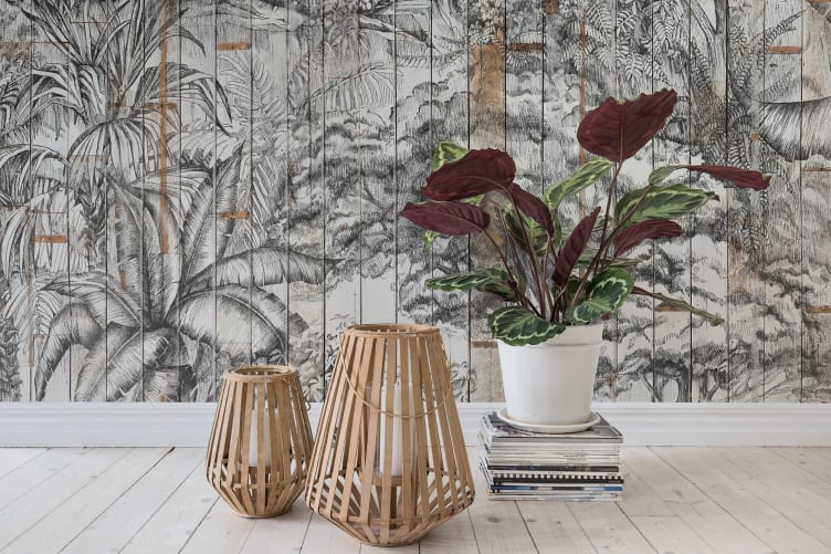 Des planches de bois avec un motif jungle vintage