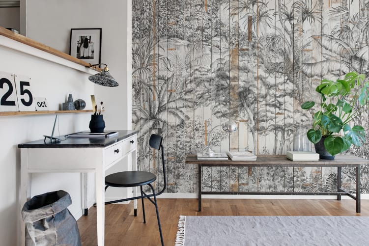 Des planches de bois avec un motif jungle vintage