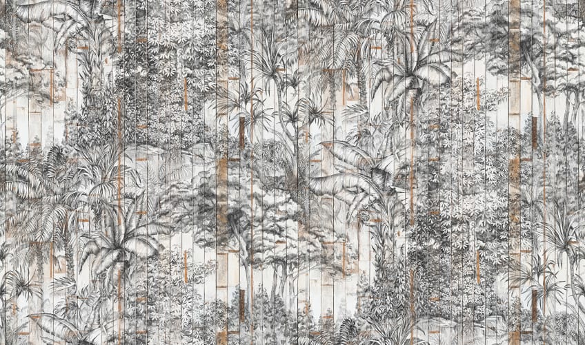 Des planches de bois avec un motif jungle vintage