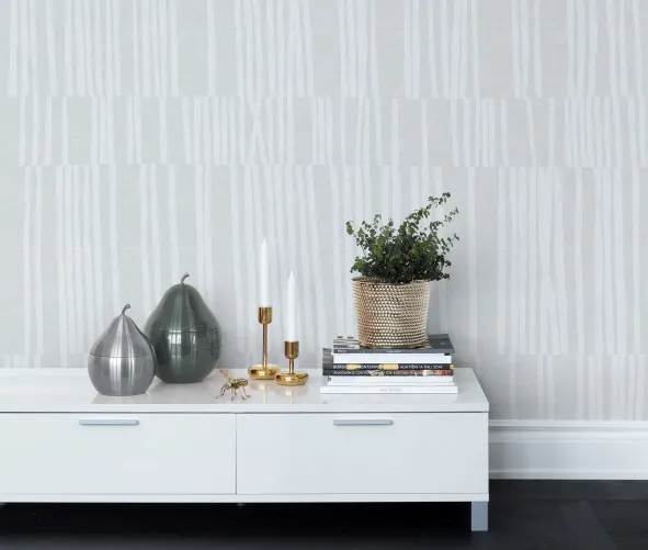 Papel pintado retro gris con estructura de lino