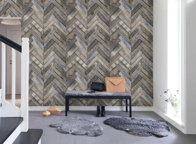 Verweerd hout in vissengraad patroon
