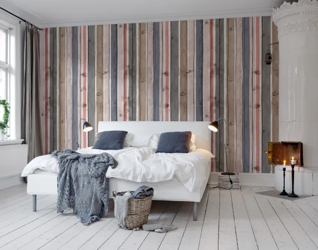 Striped wooden panel in marine colors