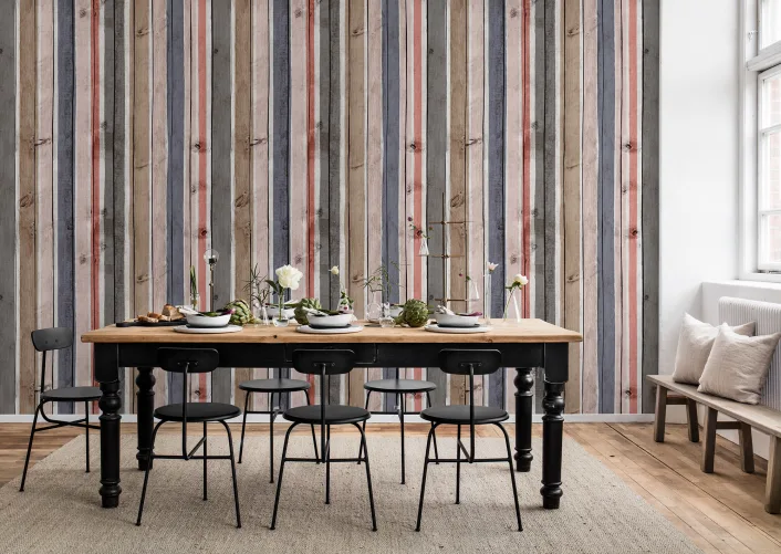 Striped wooden panel in marine colors