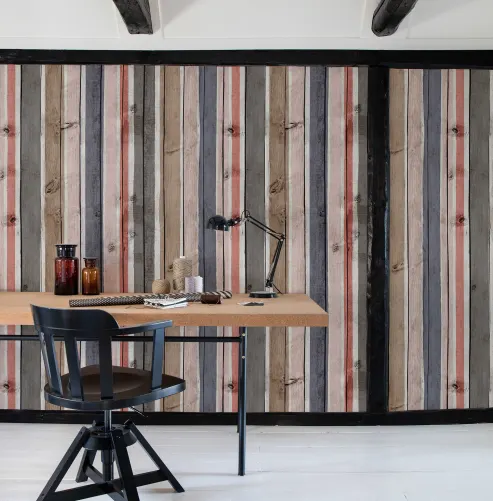 Striped wooden panel in marine colors