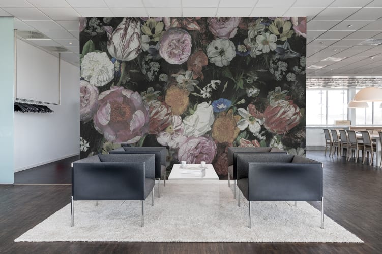 Extravagant dark floral wallpaper murals