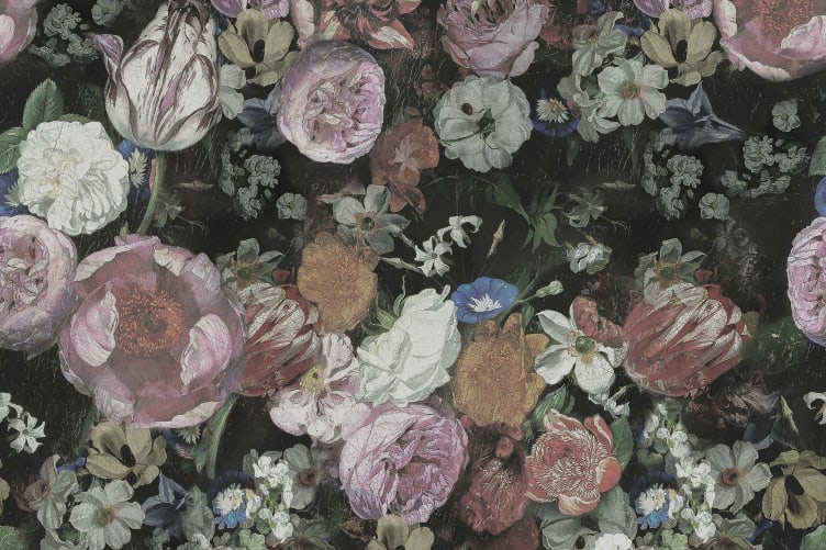 Extravagant dark floral wallpaper murals