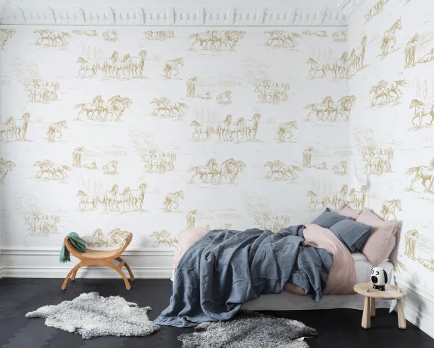 Golden wall mural