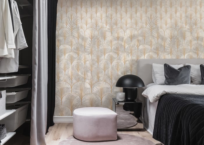 Elegant art deco-tapet med palmeblader