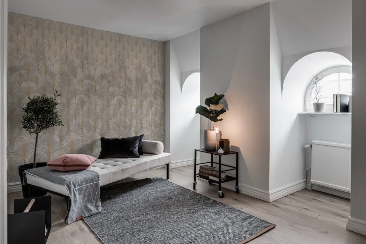 Elegant art deco-tapet med palmeblader
