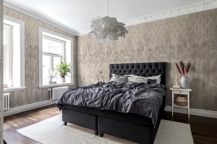 Elegant art deco-tapet med palmeblader