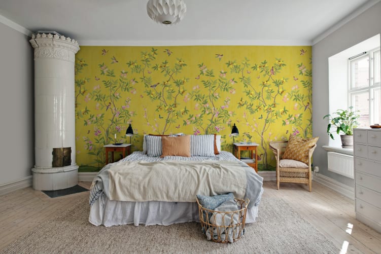 Betoverend geel behang
