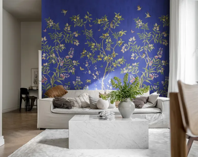 Exquisite blue wall mural