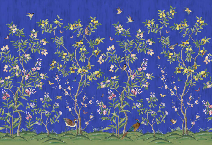 Exquisite blue wall mural