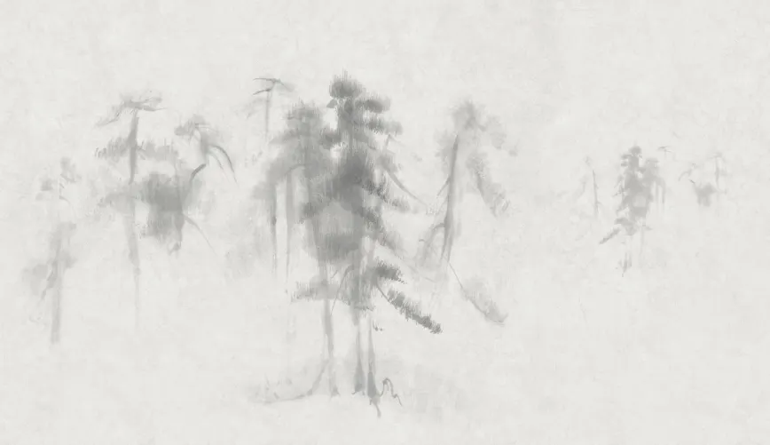 Hand-painted abstract Asian pines