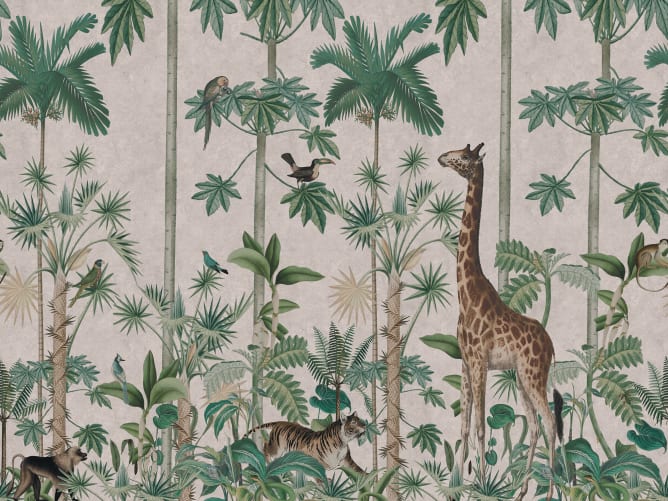 Giraffes Stroll, Pastel Pink