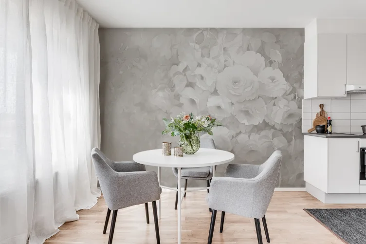 Cubre tu pared con un papel tapiz de rosas grises