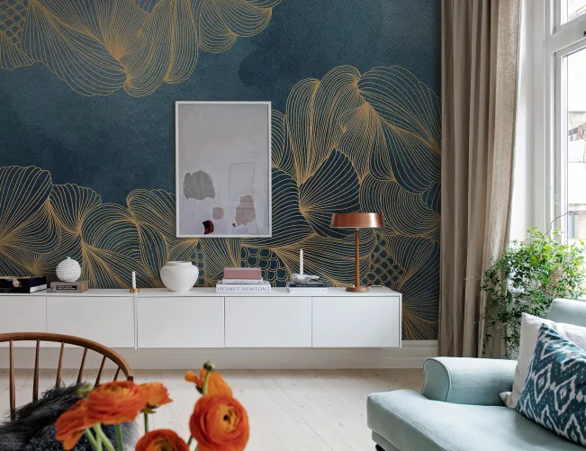 Wall mural with gold details