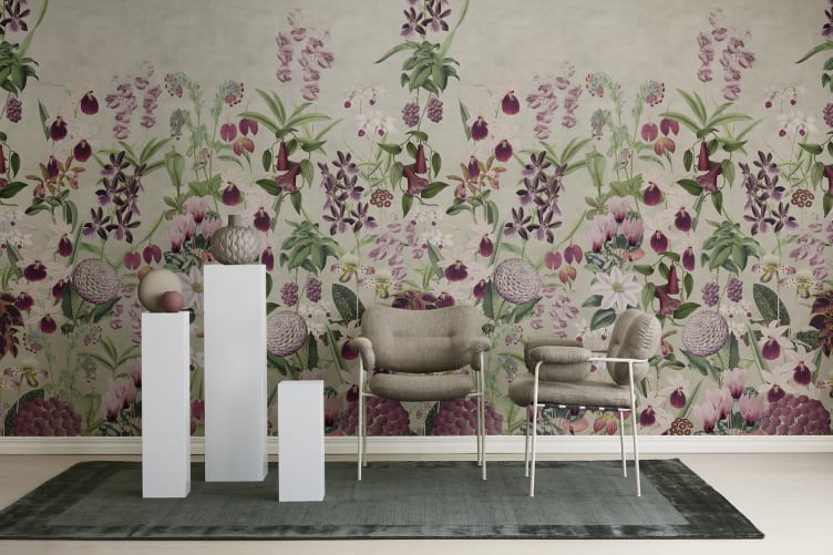 Step into an enchanted world with this floral wall mural