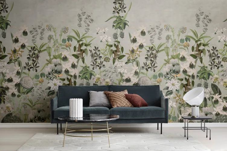 Gray wildflower mural