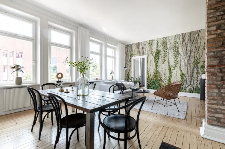 A wallpaper with winding greenery