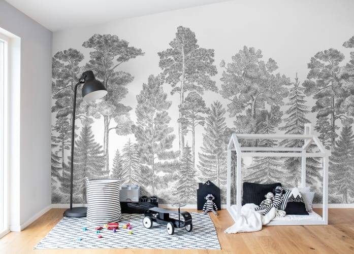 Gray forest wallpaper mural